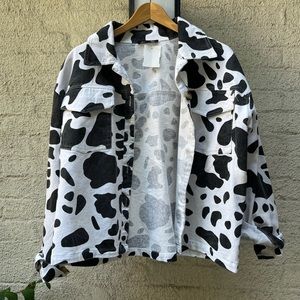 Cow Print Jean Jacket